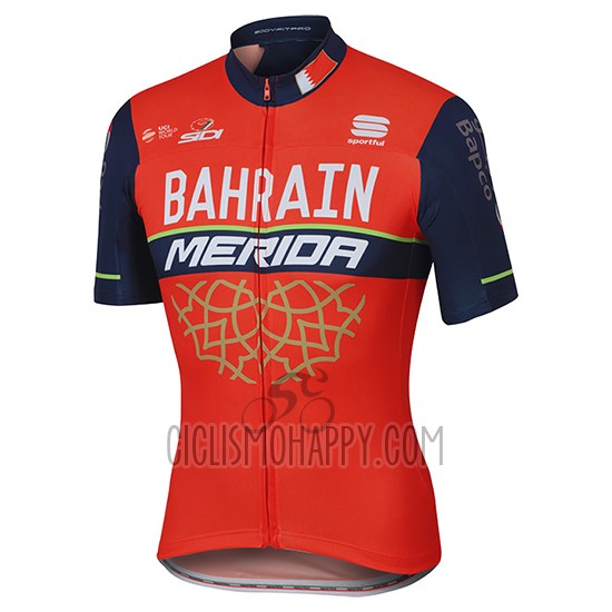 Bahrain Merida Cycling Jersey Bib Short 2017 Short Sleeve Red